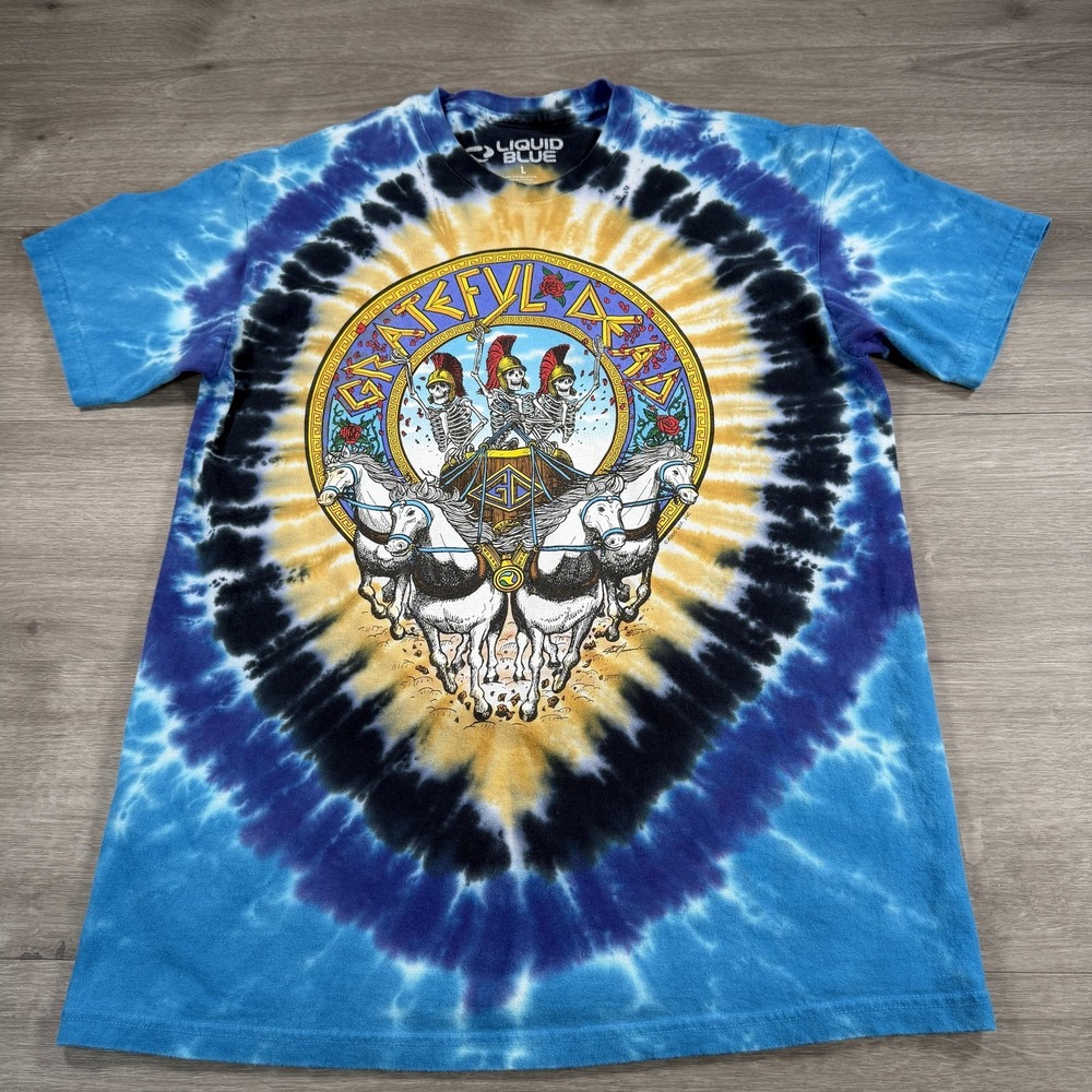 Liquid Blue Grateful Dead Shirt Mens Large Blue Tie Dye LA Coliseum Band Concert